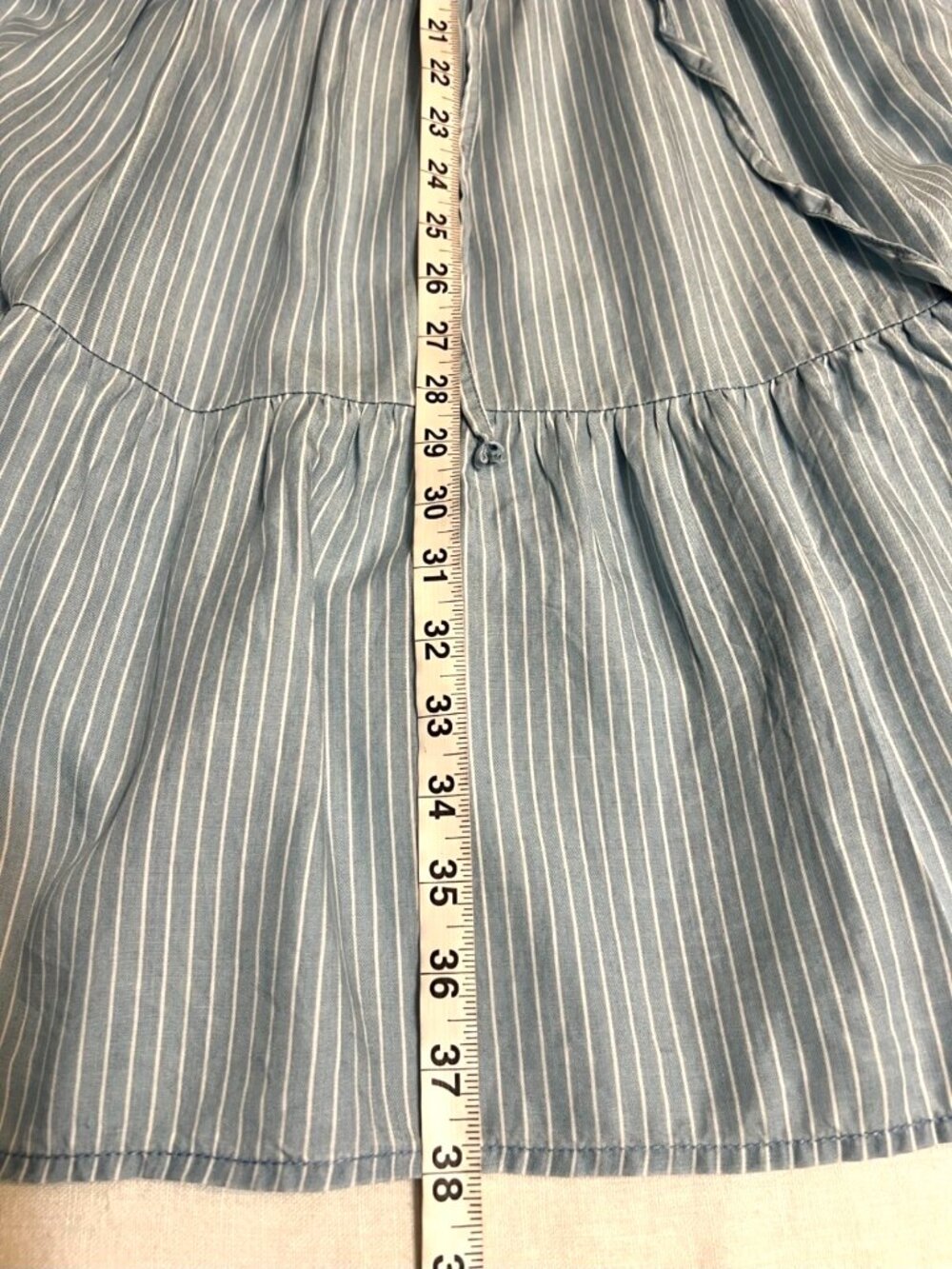 BeachLunchLounge Tiered Dress Women’s XL Blue White Striped Lyocell Boho Summer - Picture 9 of 9